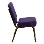 21   Wide Royal Purple Fabric Stacking Church Chair With Gold Vein Frame