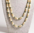 Multi Green And Gream Glass Faux Pearl Long Necklace Earring Set