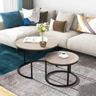 Round Coffee Table Set Of 2 For Living Room Natural Wood Round Table