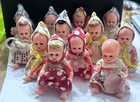 Antique Celluloid Baby Doll Lot Original Outfit Sleepy Eyes Jointed 3    Italy