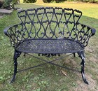 Vintage Victorian Style Cast Aluminum Garden Bench Scrolled Hearts Rare