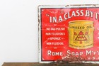 Rome Auto Soap Graphic Sign Vintage Tin Advertising Sign From Rome New York