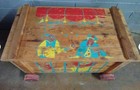 Vintage Wood Circus Lion  Clowns  Toy Wagon Box Chest