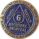 6 Month Aa Medallion Antique Bronze Dusty Blue Color Sobriety Chip 