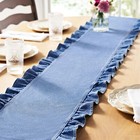 Pioneer Woman Table Runner Ruffle Edges Soft Denim Fabric 90 x 14  Blue