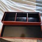 Red black Floral Wooden Jewelry Box Organizer  Lined  Rectangle  3 Compartments