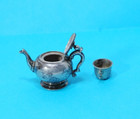 Vintage Antique Sterling Silver Teapot   Tea Cup Dollhouse Miniature