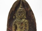 Antique Burmese Gilded Clay Buddha Amulet Or Alcove Figurine 4  X 2 5  X 1 