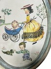 Vintage Oval Wood  Framed Nursery Print Mom And Children