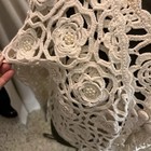 Nwt Boho Crochet Flowered Tank sweater Set Cream Pearl Accents Grandma Core