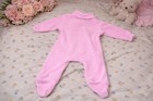 Vintage Baby Pink Velour Teddy Bear Sleeper   Plush Footed Pajamas   Swe