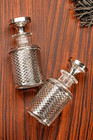 Elegant Pair Antique Crystal Perfume Scent Cologne Bottles Sterling Silver