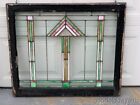 Antique Arts   Crafts Craftsman Style Stained Leaded Glass Window 34  X 29 