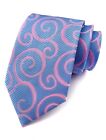New Mens Silk Neck Tie Blue Pink Stripes Wedding Party Prom Easter Ties