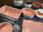 Large Lot Of Vtg Children s Metal Kitchen Play Set Pieces Pots  Pans Flatware