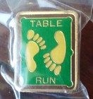 Run The Table Vintage Enamel Pin Badge Billiards Pool Player Barefoot Footprints
