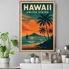 Hawaii Retro Poster Usa Wall Art Vintage Landscape Print Canvas Home Decor