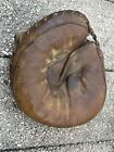 Antique Baseball Mitt Glove Brown Leather Catcher  Rht 30s 40s Vintage Usa  