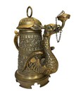 Fabulous Antique Bronze Cigar Holder   Humidor With Lighter Lamp Figural Dragon