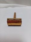Vintage 50s Gillette Made In Usa Double Edge Hand Safety Razor Gold Tone W blade