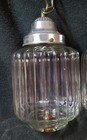 2 Vintage Light Hanging Ceiling Ribbed Light Fixture Clear Glass Shades 11  X 6 