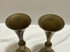 Matching Pair Of 19th   Early 20th C Indo Persian Brass Trumpet Vases  26cm High