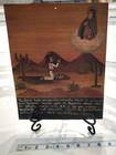 Vintage Mexican Religious Retablo  Hand Painted On Tin  Event Date 1954