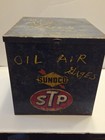 Rare Vintage Sunoco Gas Station Blue Metal Box With Hinged Lid   Latch You Need