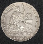 Unlisted Peru Un Sol - 1884 Rd - R    D f -  fd  Left Of Shield - 90  Silver