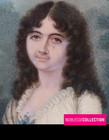 Antique Early 1800s French Empire Hand Painted Gouache Miniature Woman Portrait