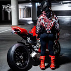 Reflective Print Hoodie Unisex Biker Streetwear Motorbike