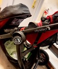 Baby Jogger City Select Double Stroller Red Black Adjustable Handles
