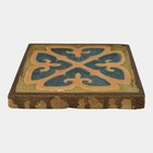 Flint Faience 1920s Vintage Art Pottery Blue Tan Geometric Ceramic Tile