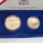 1986 Liberty Proof 2 Coin Set Silver Dollar Clad Half Ellis Island Boxed Set