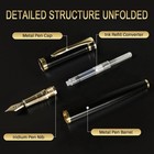 Fountain Pen With Medium Nib   Luxury Black Finish  Smooth Ink Flow  Complete
