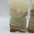 Vintage Hand-carved Marble Stone Bookends Onyx Natural Decor Pair Art Sculpture