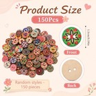 150pcs Vintage Wooden Buttons  Wood Craft Buttons With 2 Holes  multicolor   