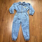 Vtg Buster Brown Denim Zip Air Force Jumpsuit Youth 6 First Flight Aviation Jean