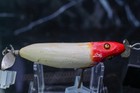 Heddon 160 Sos Lure White Red Head Mi 1920s Glass Eyes Paint Wear