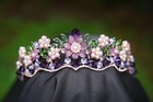 Purple Crystal Floral Tiara  Bridal Garden Crown
