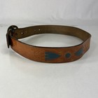 Painted   Embossed Brown Leather Belt - Size 24