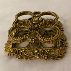 Vintage Ornate Filigree Ormolu Gold Floral Vanity Lipstick Holder 4 Slots Signed