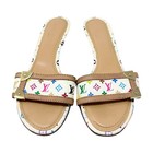 Louis Vuitton Vintage Monogram Multicolor Sandals Heels  37 White Beige 902545