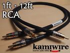 Kamiwire Gold Audiophile Rca Cable 1ft 2ft 3ft 6ft 1m 2m Red White Phono Silver