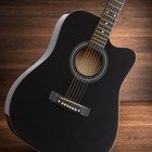 41 Inch Acoustic Guitar Bundle Black Cutaway Beginner Bag Strap Tuner Picks