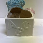 Vintage Twin Bears Planter 6252 Mcm Pink Blue Nursery Baby Rushton Abc Rare
