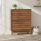 Narrow Shoe Cabinet For Entryway  Wood Shoe Storage Cabinet With 2 Flip Drawers