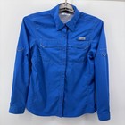 Columbia Pfg Tamiami Ii Shirt Womens S Blue Long Sleeve Upf 40 Vented Wicking