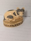 Vintage Estee Lauder Solid Perfume  contented Cat   Flower  Cinnabar