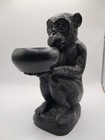 Vintage Chimpanzee Monkey Figurine With Bowl Heavy Resin Jungle Zoo Decor 6 3 4 